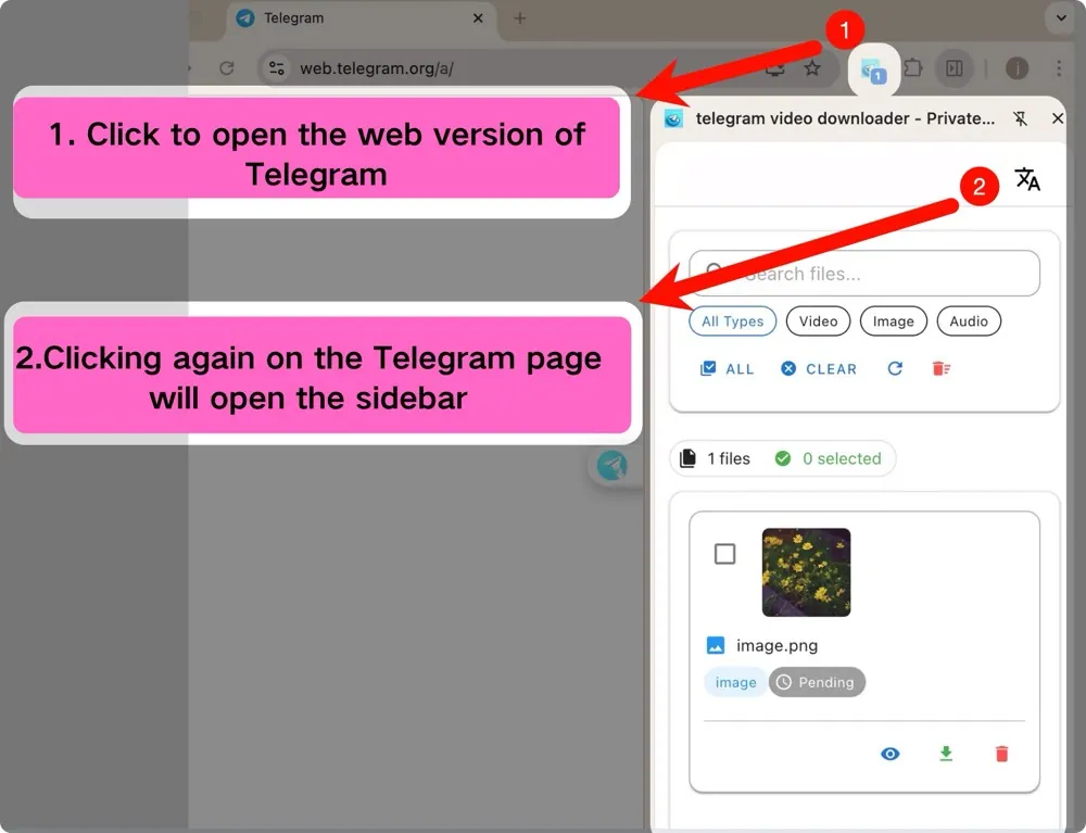 Open Telegram Web with TG Downloader Open Telegram Web with TG Downloader